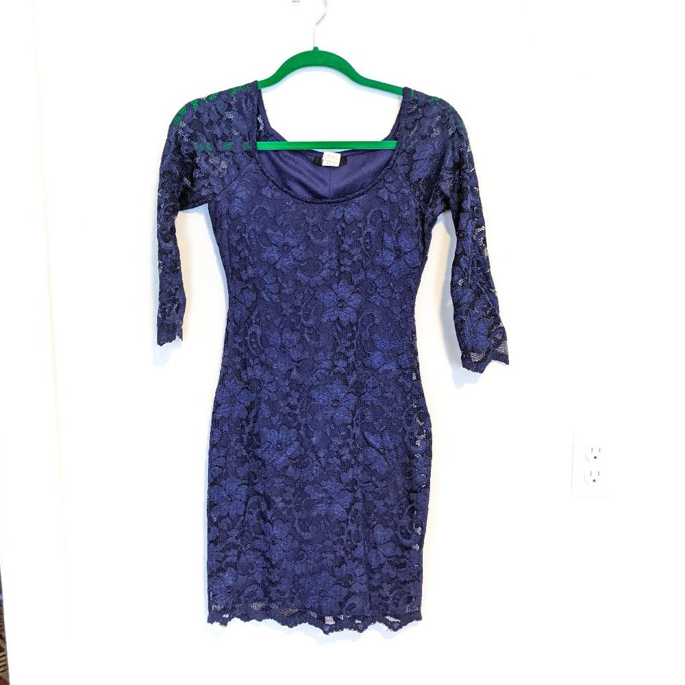 Blue Lace Bodycon Dress